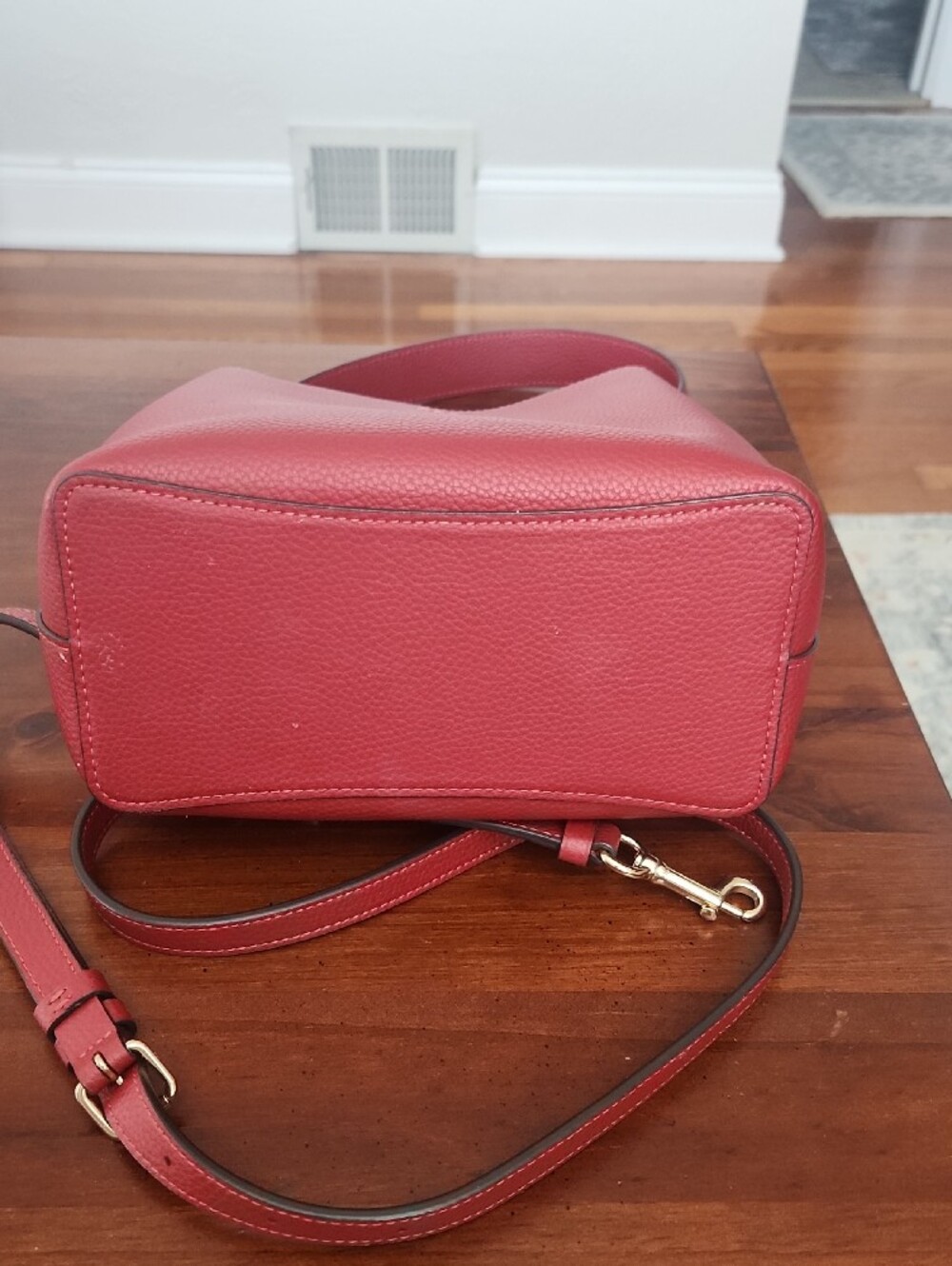 Coach Red Pebbled Leather Shoulder Bag with Gold-Tone Hardware - Picture 3 of 5